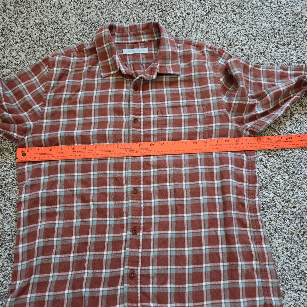 Outerknown Flannel Shirt Mens Large Brown Plaid Organic Cotton L/S - Picture 4 of 7